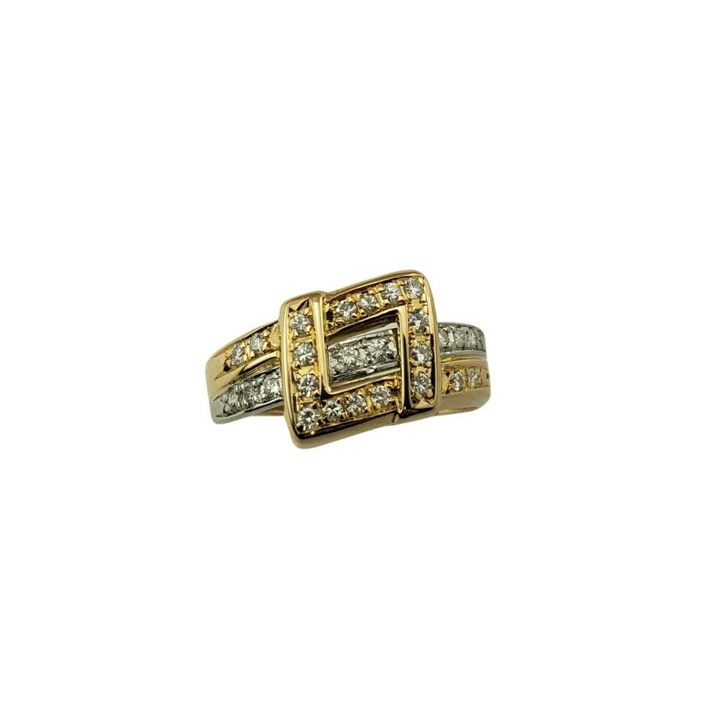 Vintage 18 Karat Yellow/White Gold And Diamond Ring Size 7 #11211